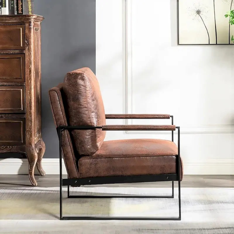 Chaise à accoudoirs en métal rembourrée en polyuréthane/microfibre Hosam 25.4 de US Pride Furniture