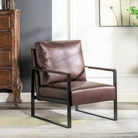 Chaise à accoudoirs en métal rembourrée en polyuréthane/microfibre Hosam 25.4 de US Pride Furniture