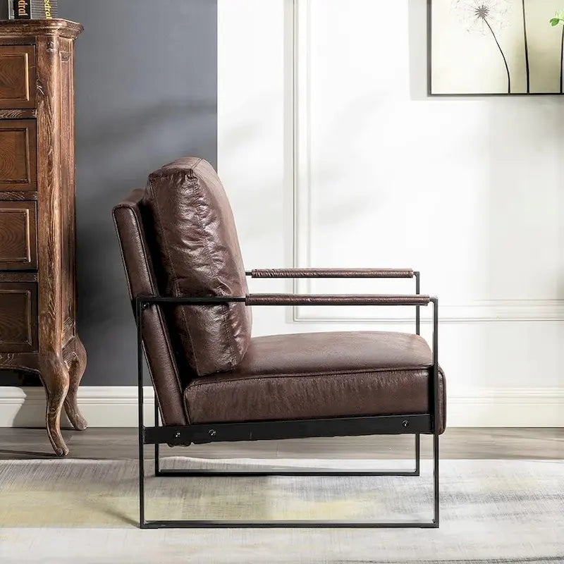 Chaise à accoudoirs en métal rembourrée en polyuréthane/microfibre Hosam 25.4 de US Pride Furniture