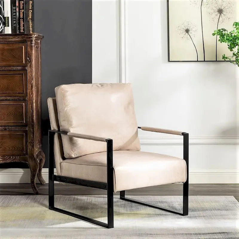 Chaise à accoudoirs en métal rembourrée en polyuréthane/microfibre Hosam 25.4 de US Pride Furniture
