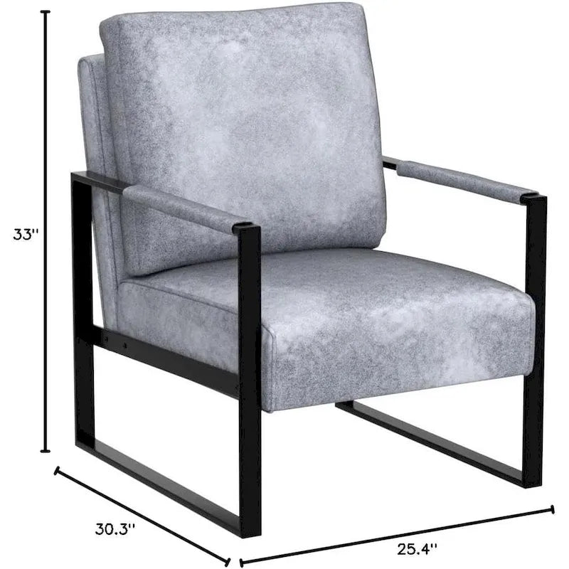 Chaise à accoudoirs en métal rembourrée en polyuréthane/microfibre Hosam 25.4 de US Pride Furniture