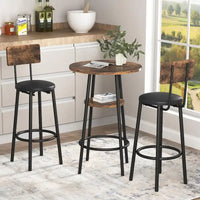 Ensemble de salle à manger 3 pièces, table de bar bistrot ronde à 2 niveaux et chaise rembourrée