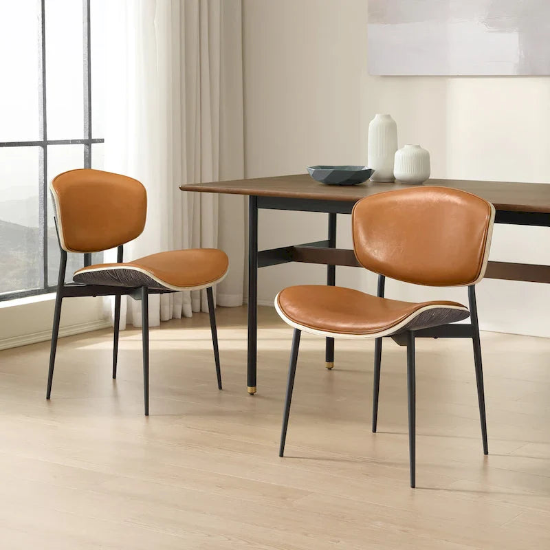 Art Leon Chaises de salle à manger modernes en bois cintré (lot de 2)