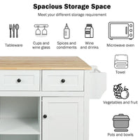 Îlot de cuisine sur 5 roulettes avec meuble de rangement et 3 tiroirs