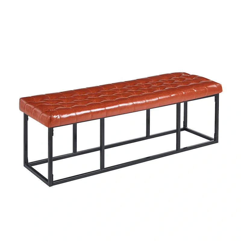 Banc d'appoint en similicuir Ellie Porthos Home avec base en métal