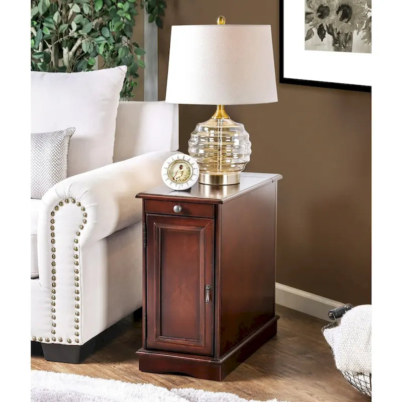 Table d'appoint multi-rangements en bois Terra Transitional de 12 pouces par Furniture of America