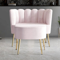 Fauteuil d'appoint rembourré en velours luxueux CraftPorch avec tabouret
