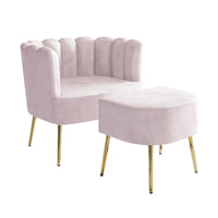 Fauteuil d'appoint rembourré en velours luxueux CraftPorch avec tabouret