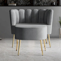 Fauteuil d'appoint rembourré en velours luxueux CraftPorch avec tabouret