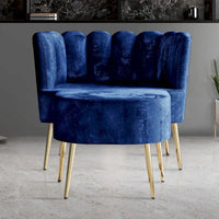Fauteuil d'appoint rembourré en velours luxueux CraftPorch avec tabouret