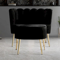 Fauteuil d'appoint rembourré en velours luxueux CraftPorch avec tabouret