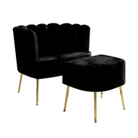 Fauteuil d'appoint rembourré en velours luxueux CraftPorch avec tabouret
