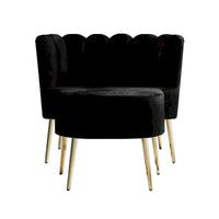Fauteuil d'appoint rembourré en velours luxueux CraftPorch avec tabouret