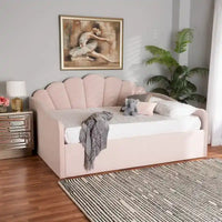 Lit de repos moderne Timila en velours capitonné - Rose clair
