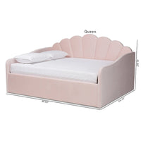 Lit de repos moderne Timila en velours capitonné - Rose clair