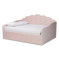 Lit de repos moderne Timila en velours capitonné - Rose clair