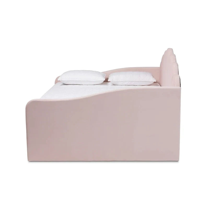 Lit de repos moderne Timila en velours capitonné - Rose clair