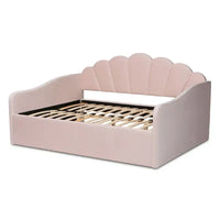 Lit de repos moderne Timila en velours capitonné - Rose clair