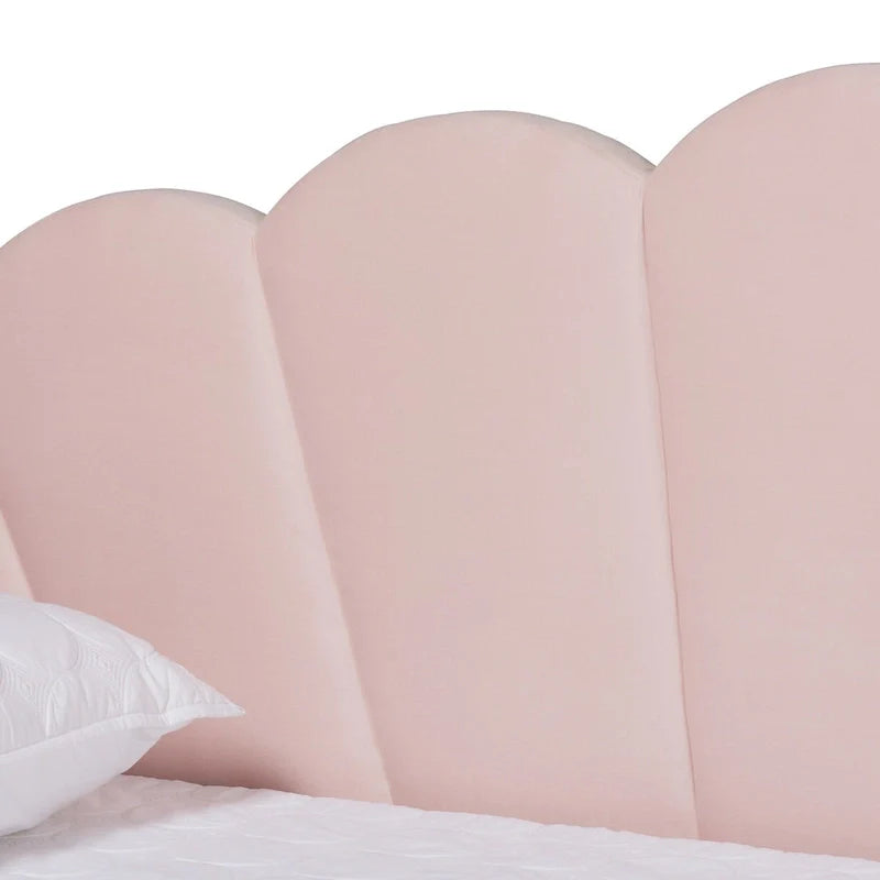 Lit de repos moderne Timila en velours capitonné - Rose clair
