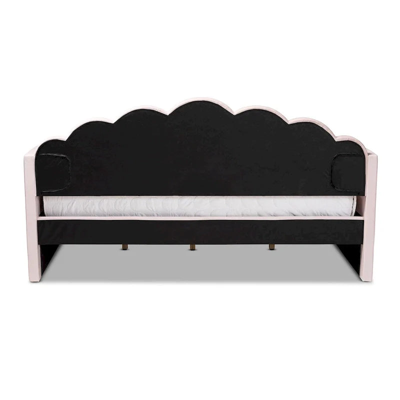 Lit de repos moderne Timila en velours capitonné - Rose clair