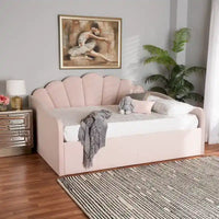 Lit de repos moderne Timila en velours capitonné - Rose clair