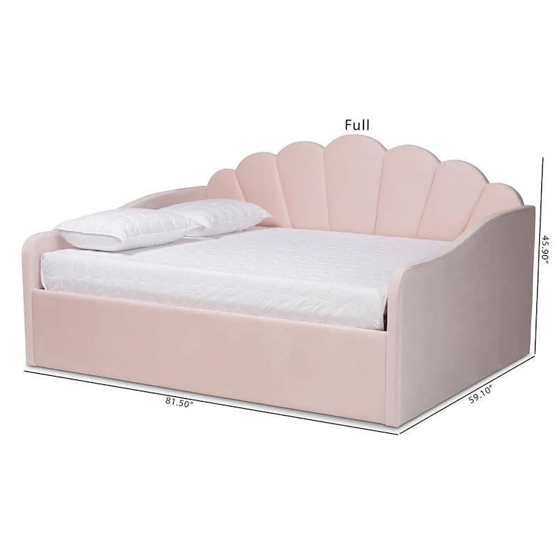 Lit de repos moderne Timila en velours capitonné - Rose clair