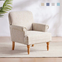Fauteuil d'appoint rembourré en lin avec pieds pour salon