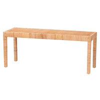 Banc d'appoint Abelia en rotin naturel et bois d'acajou de style bohème moderne
