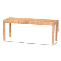 Banc d'appoint Abelia en rotin naturel et bois d'acajou de style bohème moderne