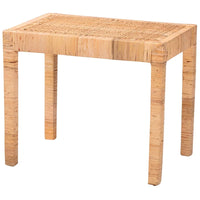 Banc d'appoint Abelia en rotin naturel et bois d'acajou de style bohème moderne