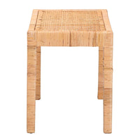 Banc d'appoint Abelia en rotin naturel et bois d'acajou de style bohème moderne