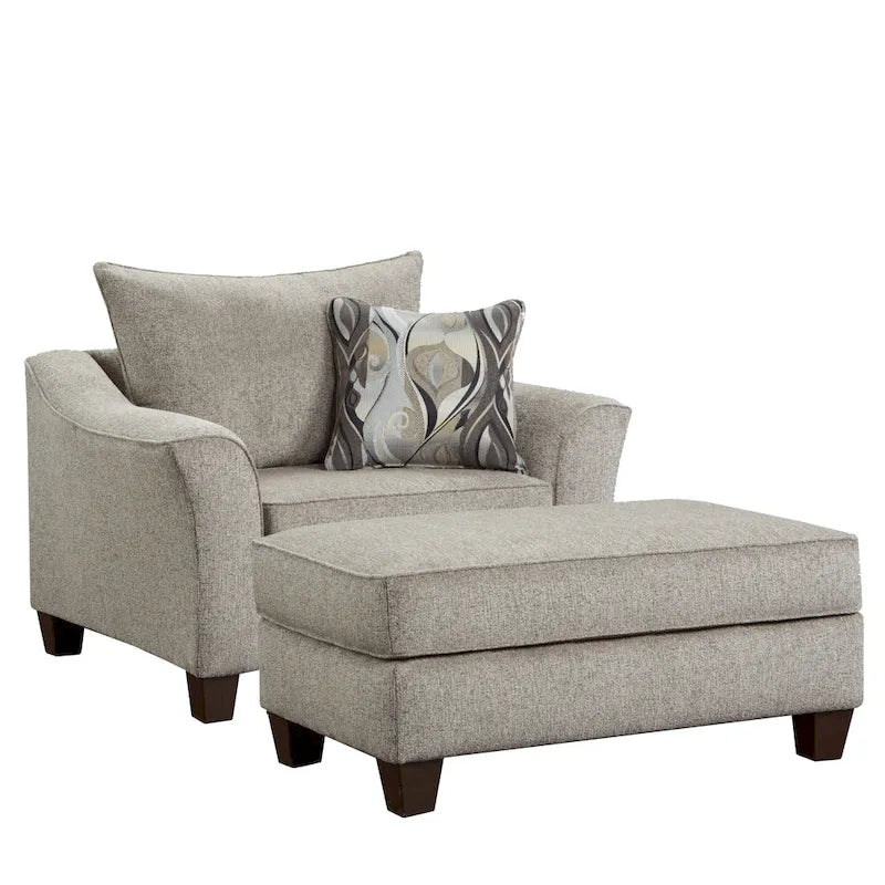 Ensemble fauteuil d'appoint et ottoman contemporains en tissu Camero de Roundhill Furniture