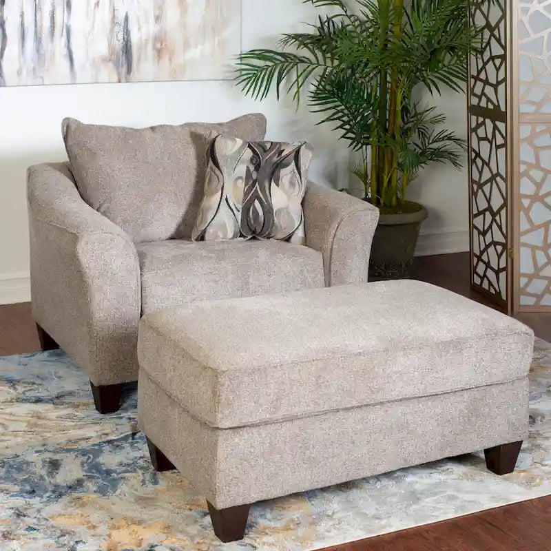 Ensemble fauteuil d'appoint et ottoman contemporains en tissu Camero de Roundhill Furniture