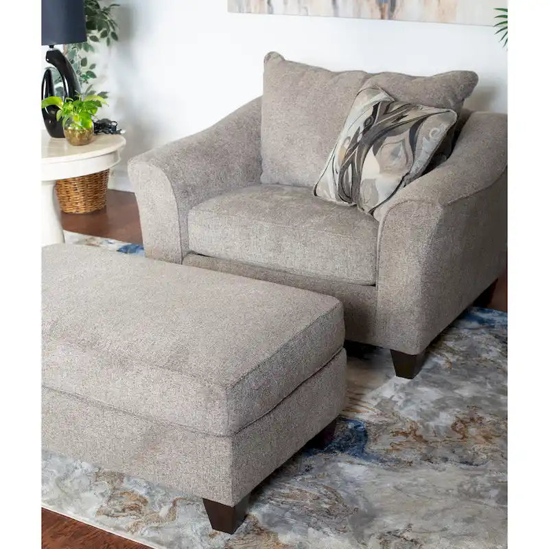 Ensemble fauteuil d'appoint et ottoman contemporains en tissu Camero de Roundhill Furniture