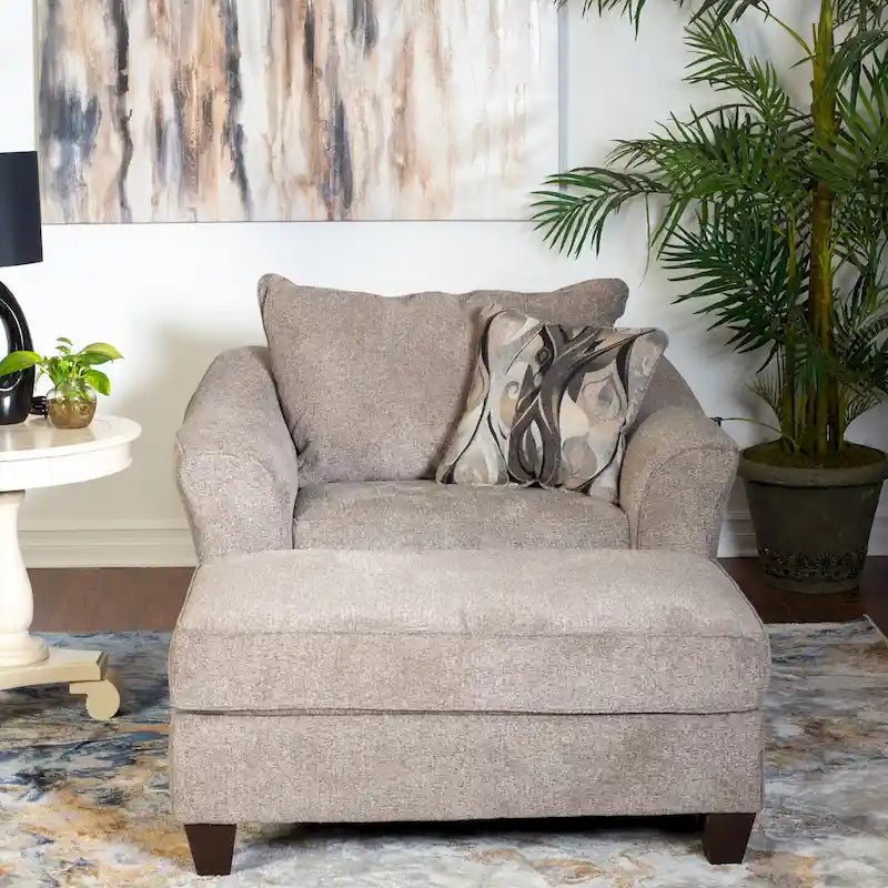 Ensemble fauteuil d'appoint et ottoman contemporains en tissu Camero de Roundhill Furniture