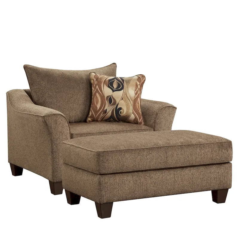 Ensemble fauteuil d'appoint et ottoman contemporains en tissu Camero de Roundhill Furniture