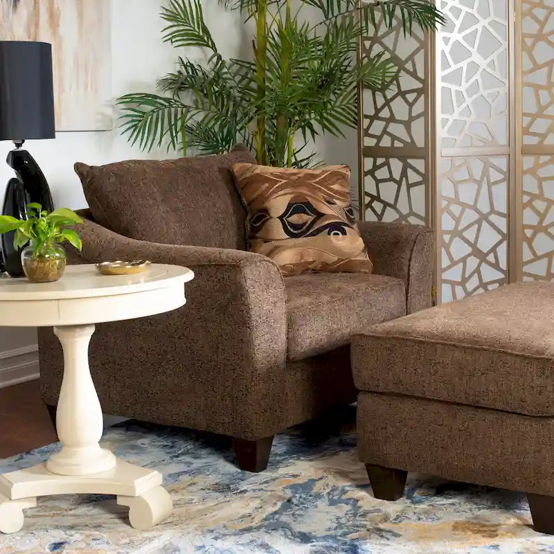 Ensemble fauteuil d'appoint et ottoman contemporains en tissu Camero de Roundhill Furniture