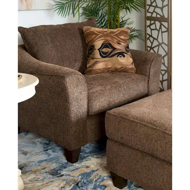 Ensemble fauteuil d'appoint et ottoman contemporains en tissu Camero de Roundhill Furniture