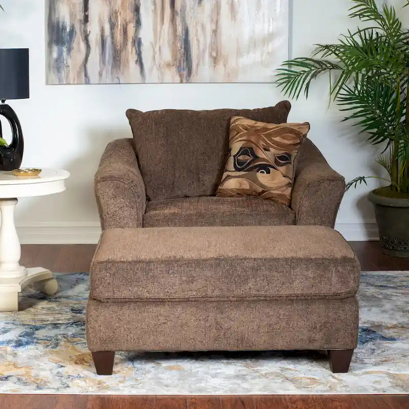 Ensemble fauteuil d'appoint et ottoman contemporains en tissu Camero de Roundhill Furniture