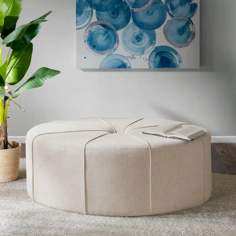 Madison Park Aberdeen Pouf surdimensionné ovale capitonné et rembourré