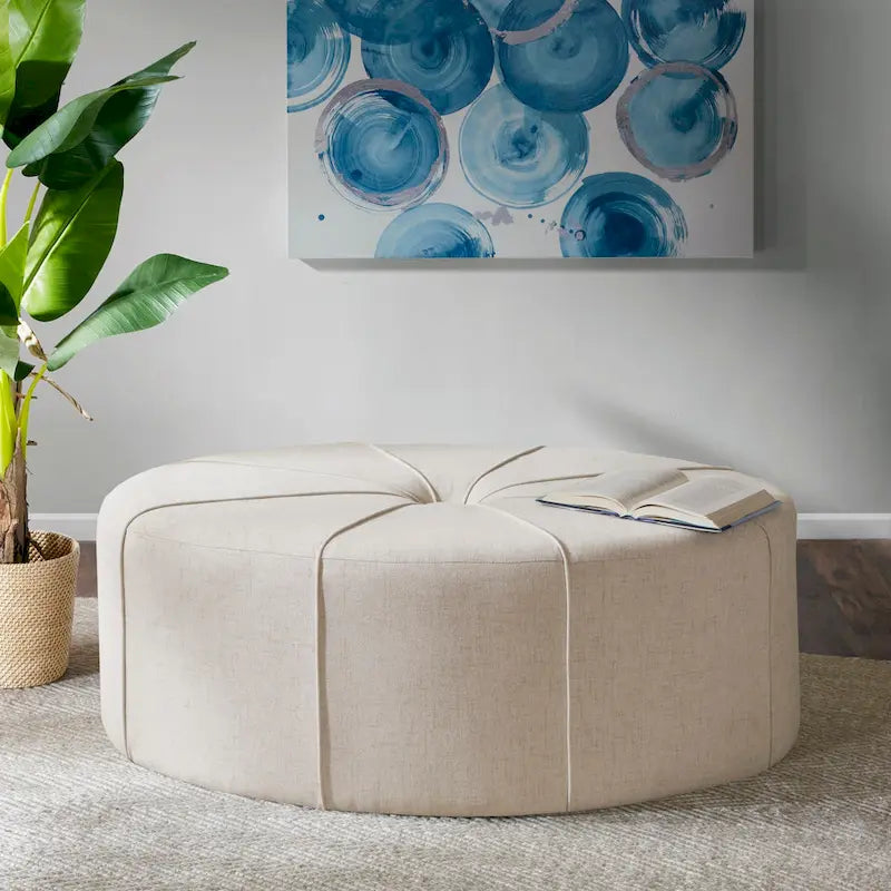 Madison Park Aberdeen Pouf surdimensionné ovale capitonné et rembourré