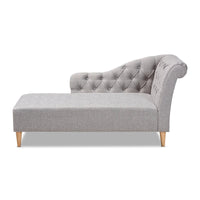 Baxton Studio Emeline - Méridienne en tissu rembourré et bois au fini chêne