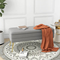 Banc de rangement ottoman en velours avec pieds en métal