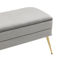 Banc de rangement ottoman en velours avec pieds en métal