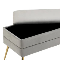 Banc de rangement ottoman en velours avec pieds en métal