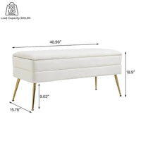 Banc de rangement ottoman en velours avec pieds en métal