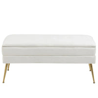 Banc de rangement ottoman en velours avec pieds en métal