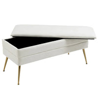 Banc de rangement ottoman en velours avec pieds en métal