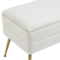 Banc de rangement ottoman en velours avec pieds en métal