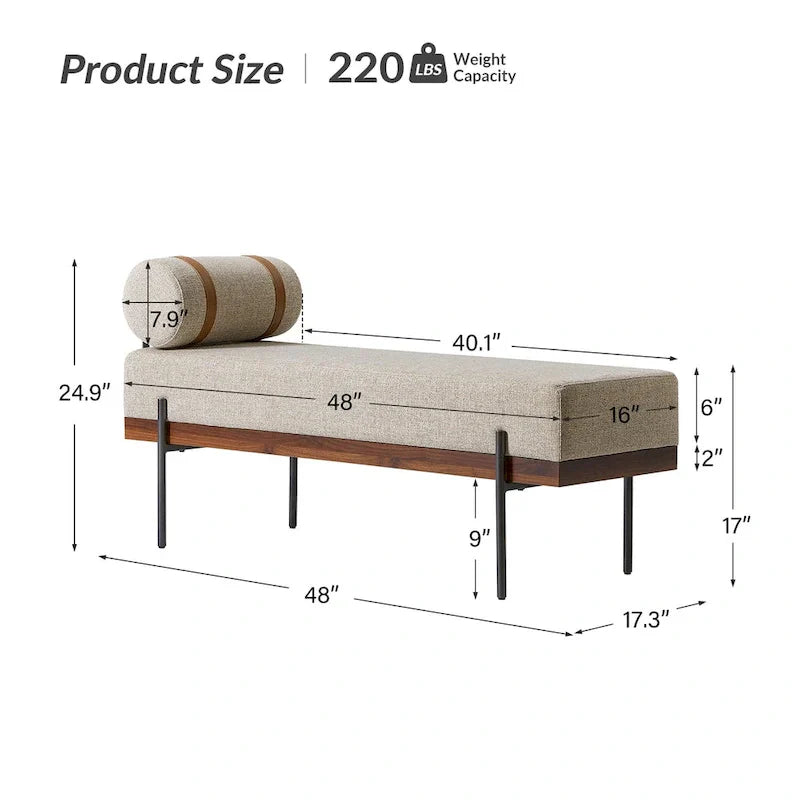 Banc d'entrée Damacio avec coussin amovible